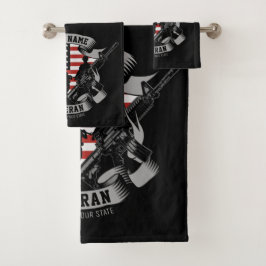 Conjunto De Toalhas Marca Personalizada Americana Veterana Orgulhosa V