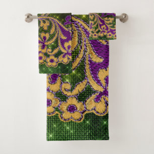Conjunto De Toalhas Mardi Gras Embroidery Floral Designer