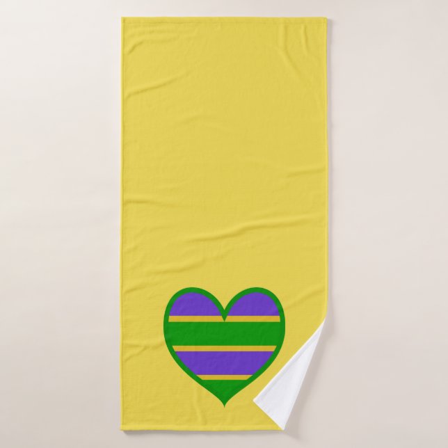 Conjunto De Toalhas Mardi Gras Striped Heart (Toalha de Banho)
