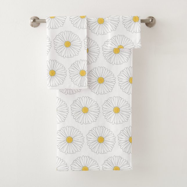 Conjunto De Toalhas Margarida Amarela Flores de primavera Daisy Floral (Insitu)