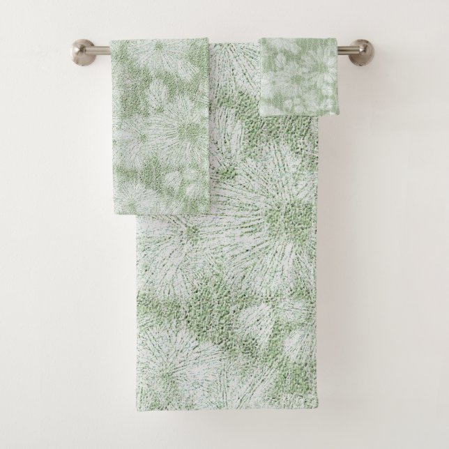Conjunto De Toalhas Margarida Floral Verde Lima Aveludado (Insitu)