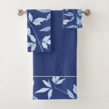 Marinho Azul Aquarela Botânica