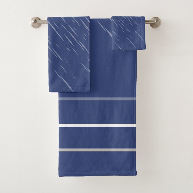 Conjunto De Toalhas Marinho Azul Chuva, Padrão de Stripes (Insitu)