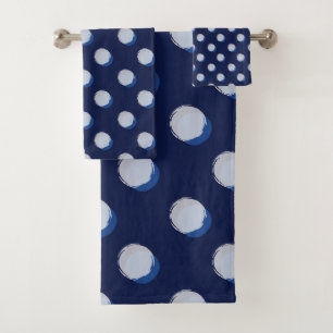 Conjunto De Toalhas Marinho Azul do Bolinhas para Reprodução