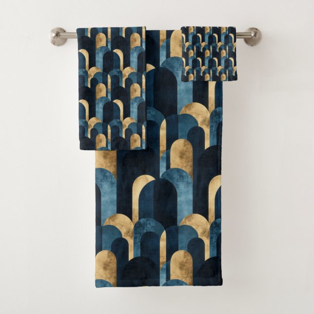 Conjunto De Toalhas Marinho azul Dourado (Insitu)