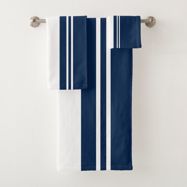 Conjunto De Toalhas Marinho azul e branco (Insitu)