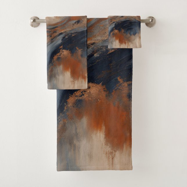 Conjunto De Toalhas Marinho brilhante Azul Cor - de - laranja claro Az (Insitu)