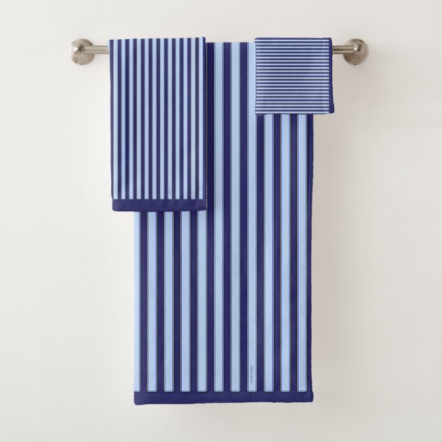 CONJUNTO DE TOALHAS MARINHO CLÁSSICO AZUL E STRIPES AZUIS (Insitu)