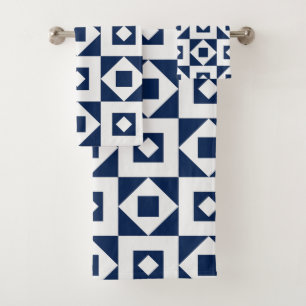 Conjunto De Toalhas Marinho de inclinação minimalista branco