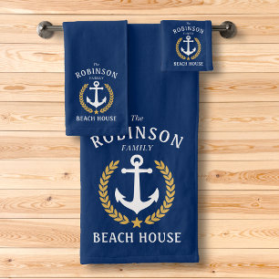 Conjunto De Toalhas Marinho Laurel Star Dourado da Family Beach House