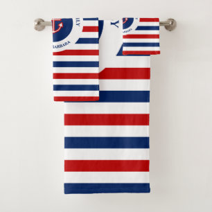 Conjunto De Toalhas Marinho Marinho Náutico Vermelho Vermelho Azul St