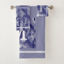 Marinho Moderno Chic E Monograma Azul Dusty