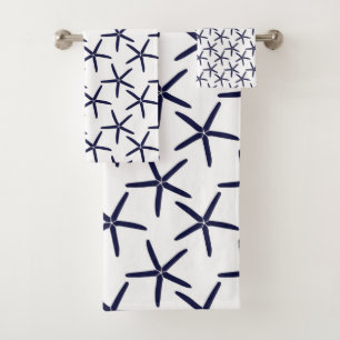 Conjunto De Toalhas Marinho peixe-estrela azul sobre fundo branco