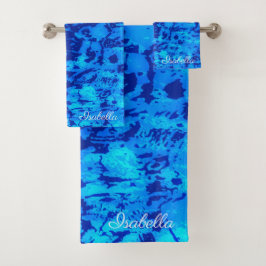 Conjunto De Toalhas Marinho Profundo Personaliza Água Fresca Do Oceano