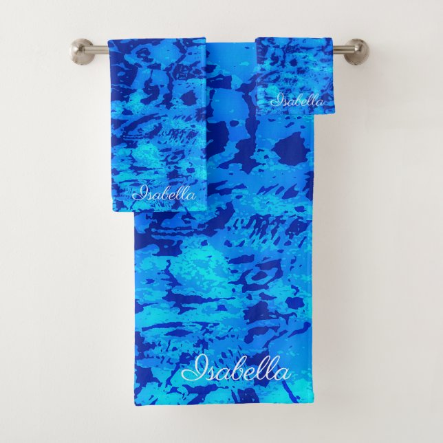 Conjunto De Toalhas Marinho Profundo Personaliza Água Fresca Do Oceano (Insitu)