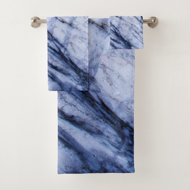 Conjunto De Toalhas Mármore Azul e Branco Rodopio Moderno Chic (Insitu)