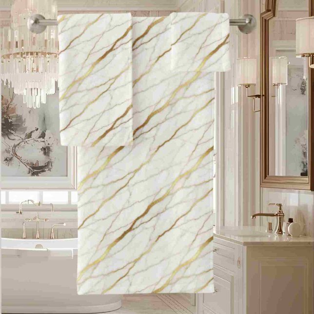 Conjunto De Toalhas Mármore Branco e Dourado de Luxo (Criador carregado)