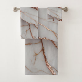 Conjunto De Toalhas Mármore Brilhante de Cobre na Moda