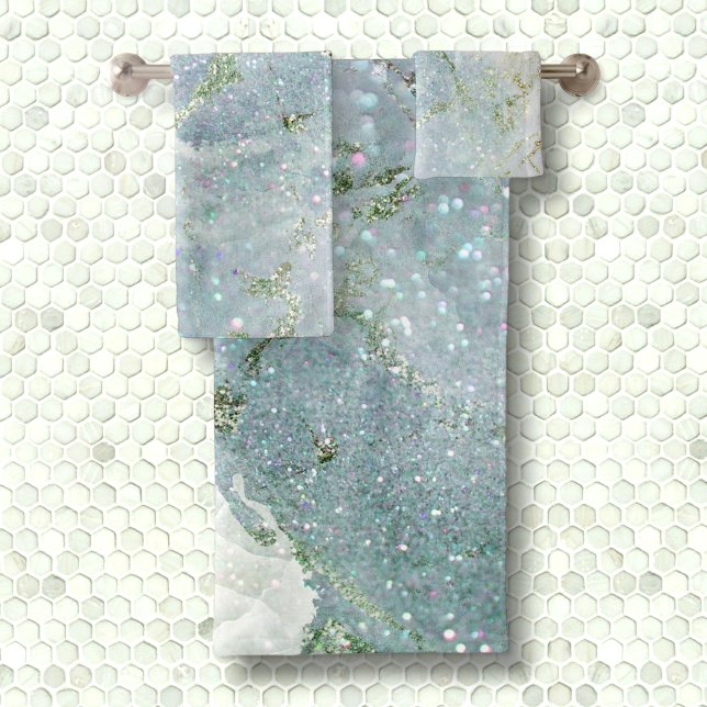 Conjunto De Toalhas Mármore de prata de cinza branca-chic elegante (Criador carregado)