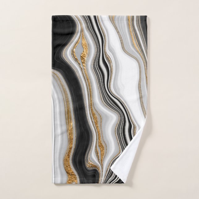 Conjunto De Toalhas Mármore Dourado preto Elegante (Toalha de mão)