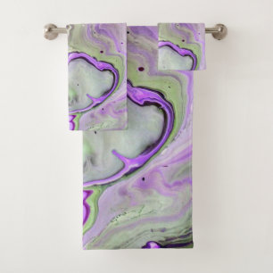 Conjunto De Toalhas Mármore Fluido de Abstrato violeta roxo