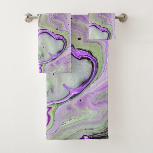 Conjunto De Toalhas Mármore Fluido de Abstrato violeta roxo (Insitu)
