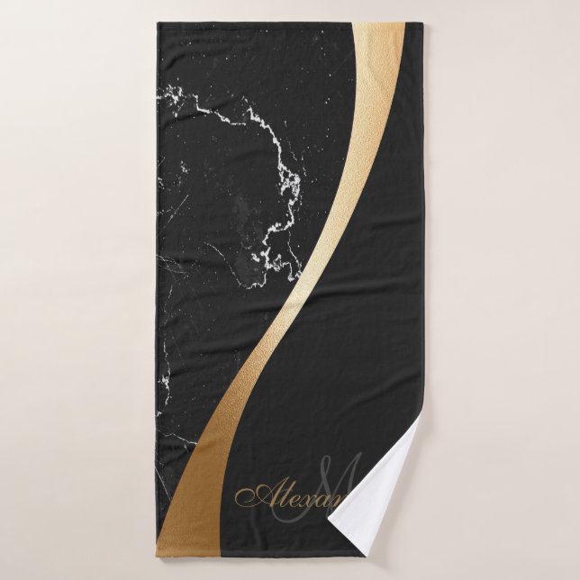 Conjunto De Toalhas Mármore Negro (Toalha de Banho)