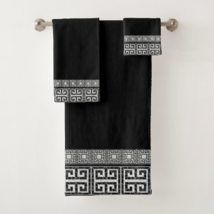 Conjunto De Toalhas Mármore Negro Mágico, Azulejo quebrado grego
