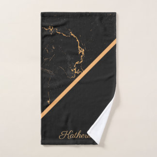 Conjunto De Toalhas Mármore preto & dourado