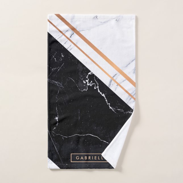 Conjunto De Toalhas Mármore Preto e Branco (Toalha de mão)