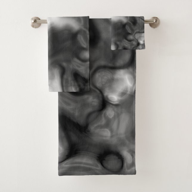 Conjunto De Toalhas Mármore Preto e Branco abstrato (Insitu)