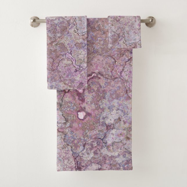 Conjunto De Toalhas Mármore rosa e roxo (Insitu)