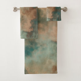 Conjunto De Toalhas Mármore Verde abstrato