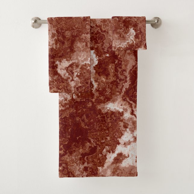 Conjunto De Toalhas Mármore Vermelho Enferrujado abstrato (Insitu)