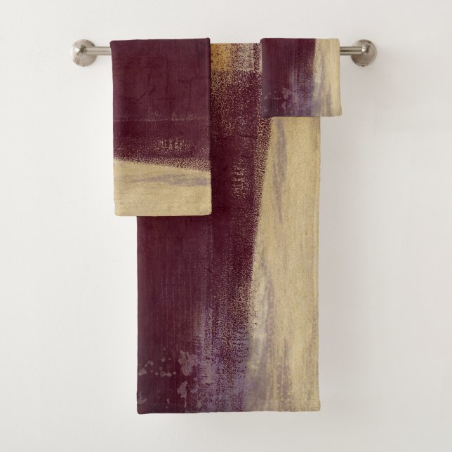 Conjunto De Toalhas Maroon Dourado Modern Abstrato (Insitu)