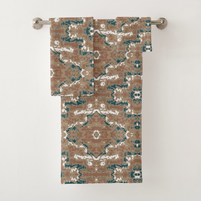 Conjunto De Toalhas Marrom abstrato Earth Camouflage (Insitu)