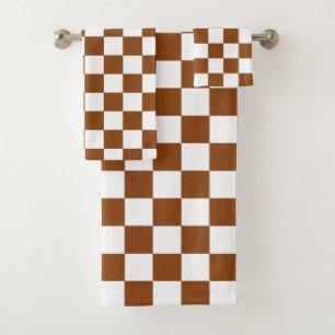 Conjunto De Toalhas Marrom e branco verificados