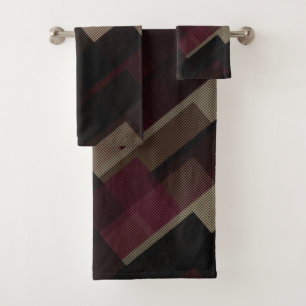 Conjunto De Toalhas Marrom-rosa e geométrico dos beges