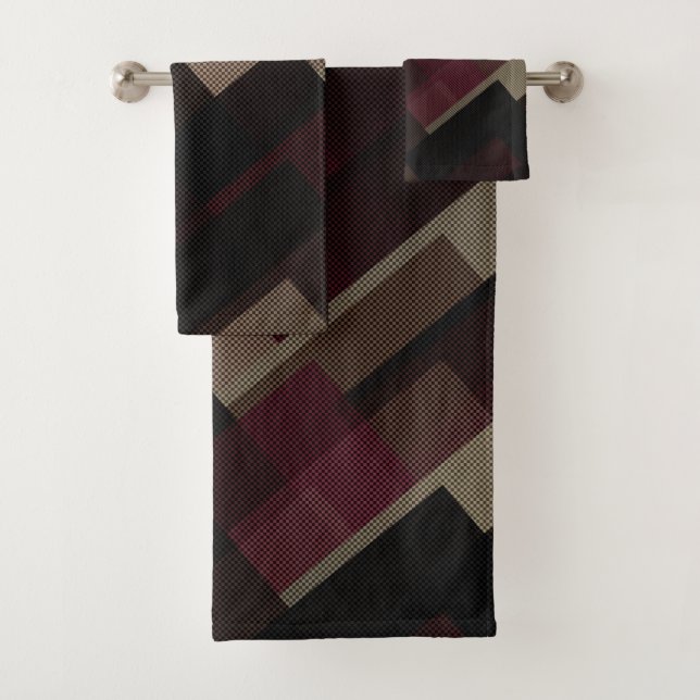 Conjunto De Toalhas Marrom-rosa e geométrico dos beges (Insitu)