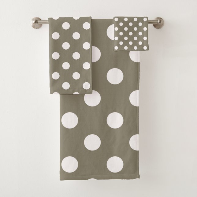 Conjunto De Toalhas Marrom Taupe e Pontos Brancos (Insitu)