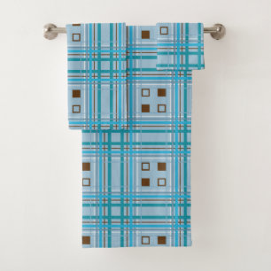 Conjunto De Toalhas Máscaras do azul com acentos quadrados de Brown