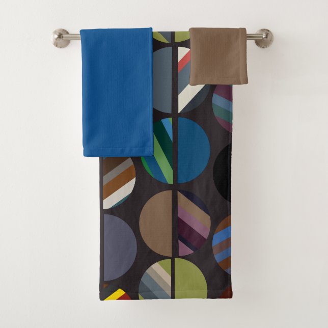 Conjunto De Toalhas Masculina Divisória De Oval Em Faixa Metade Banho  (Insitu)