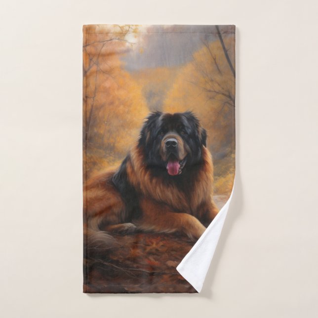 Conjunto De Toalhas Mastiff Tibetano no outono deixa cair inspiração (Toalha de mão)
