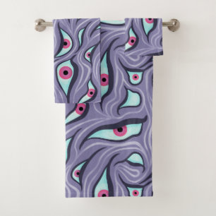 Conjunto De Toalhas Mau de Horror Olhos de Pastel Púrpura Gótico