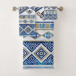 Conjunto De Toalhas Mau grego Ornamento de Olhos e Chave Meander