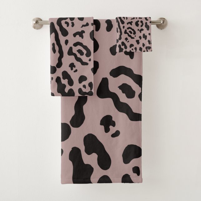 Conjunto De Toalhas Mauve Blush Pink Cheetah Leopard Animal Print (Insitu)