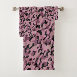 Conjunto De Toalhas Mauve pink and Charcoal Camo abstract