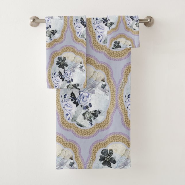 Conjunto De Toalhas Medalhão Floral abstrato (Insitu)