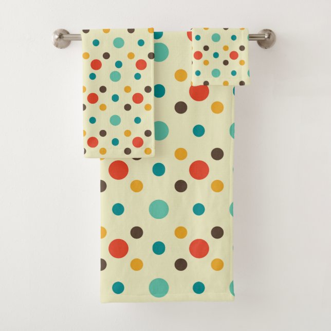 Conjunto De Toalhas Médio Century Modern Bath Towel, Padrão Polkadot (Insitu)