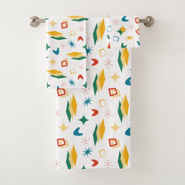 Conjunto De Toalhas Médio Mod Atomic, Formas Modernas do Século de Méd (Insitu)